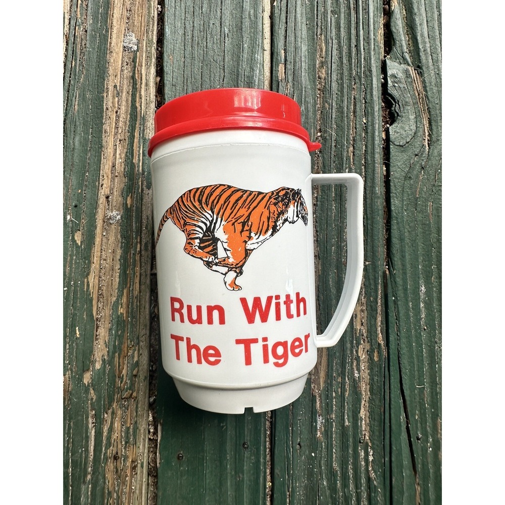 Exxon Tiger Super‎ Thirst Tamer Travel Mug Run With The Tiger Vintage